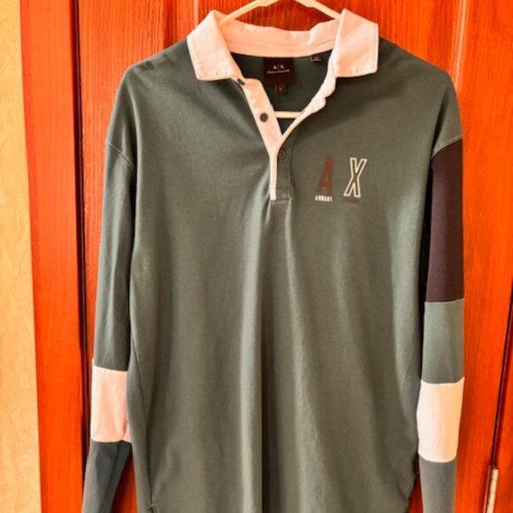 Armani Exchange Rugby Polo Shirt Mens Junebug Green Size Small - Picture 1 of 7